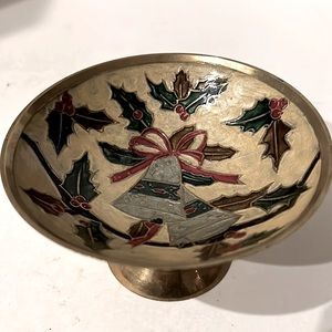 Cloisonné Brass Pedestal Dish /Snacks